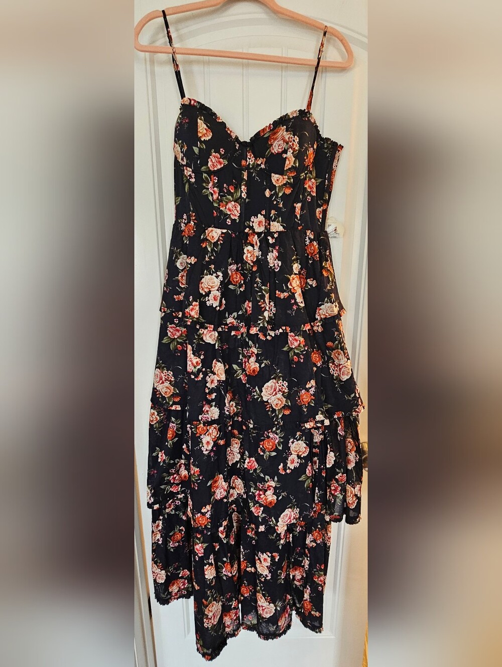 NWT Altar'd State Navy Blue Floral Tiered Dress Large